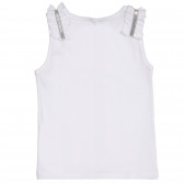 Βαμβακερή μπλούζα με σούφρες, σε λευκό χρώμα Benetton 227211 4