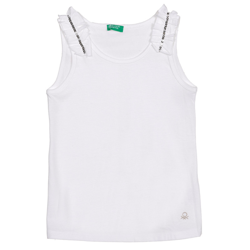 Βαμβακερή μπλούζα με σούφρες και πούλιες, λευκή  227212