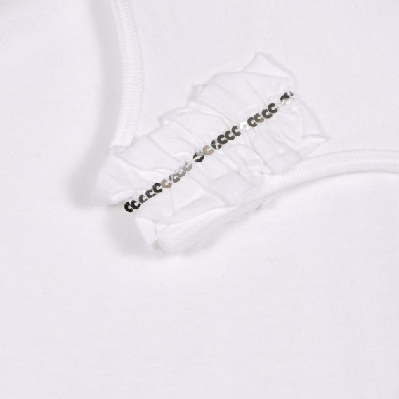 Βαμβακερή μπλούζα με σούφρες και πούλιες, λευκή Benetton 227214 3
