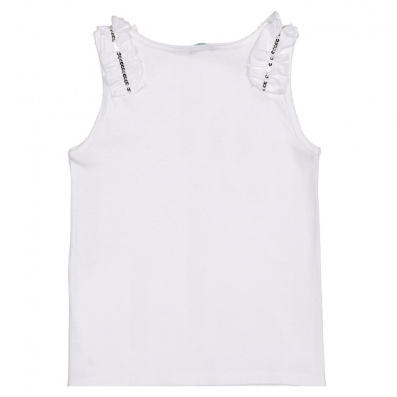 Βαμβακερή μπλούζα με σούφρες και πούλιες, λευκή Benetton 227215 4