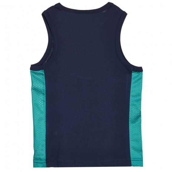 Μπλουζάκι με πράσινο περίγραμμα και στάμπα, σκούρο μπλε Benetton 227219 4
