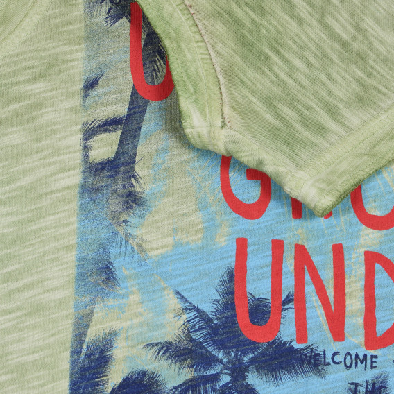 Βαμβακερή μπλούζα με γραφιστικό σχέδιο για μωρό, σε πράσινο χρώμα Benetton 227238 3