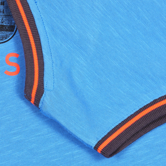 Βαμβακερή μπλούζα με πορτοκαλί τόνους και στάμπα, μπλε Benetton 227246 3