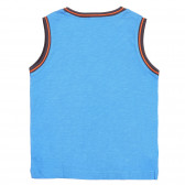 Βαμβακερή μπλούζα με πορτοκαλί τόνους και στάμπα, μπλε Benetton 227247 4