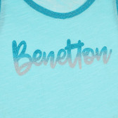 Βαμβακερή μπλούζα με μπλε τόνους και λογότυπο μάρκας, σε ανοιχτό μπλε Benetton 227253 2