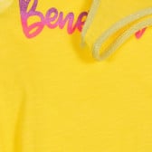Βαμβακερό αμάνικο μπλουζάκι με επιγραφή μάρκας, κίτρινο Benetton 227270 3