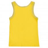 Βαμβακερό αμάνικο μπλουζάκι με επιγραφή μάρκας, κίτρινο Benetton 227271 4