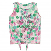 Βαμβακερή μπλούζα με φλοράλ μοτίβο για μωρό, σε ανοιχτό ροζ Benetton 227288 