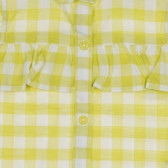 Αμάνικο, βαμβακερό μπλουζάκι σε λευκό και κίτρινο καρό Benetton 227307 3