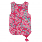 Βαμβακερό, ασύμμετρο μπλουζάκι με φλοράλ σχέδια, ροζ Benetton 227343 4