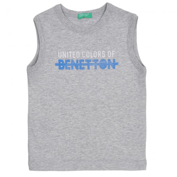 Βαμβακερή μπλούζα με στάμπα για μωρό, γκρι Benetton 227344 