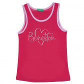 Βαμβακερή μπλούζα με μωβ τόνους και λογότυπο μάρκας, ροζ Benetton 227360 