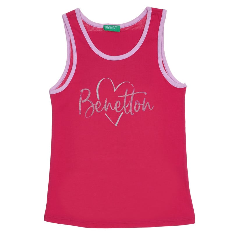 Βαμβακερή μπλούζα με μωβ τόνους και λογότυπο μάρκας, ροζ  227360