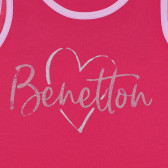 Βαμβακερή μπλούζα με μωβ τόνους και λογότυπο μάρκας, ροζ Benetton 227361 2