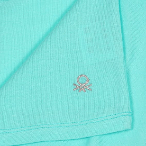 Βαμβακερή μπλούζα με σούφρες και πούλιες,  σε ανοιχτό μπλε Benetton 227366 3