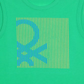 Βαμβακερή μπλούζα με το λογότυπο της μάρκας, πράσινη Benetton 227373 2