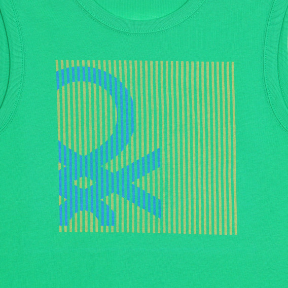 Βαμβακερή μπλούζα με το λογότυπο της μάρκας, πράσινη Benetton 227373 2