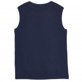 Βαμβακερή μπλούζα με λογότυπο, σκούρο μπλε Benetton 227383 4