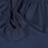 Βαμβακερή μπλούζα με λαιμόκοψη και σούφρες, μπλε Benetton 227407 4