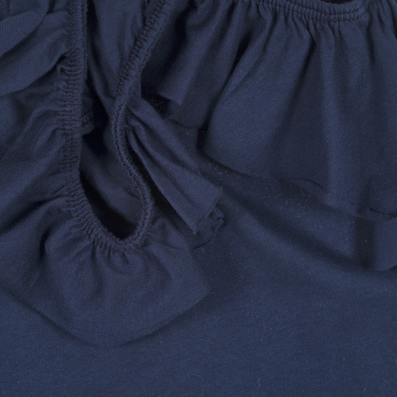 Βαμβακερή μπλούζα με λαιμόκοψη και σούφρες, μπλε Benetton 227407 4
