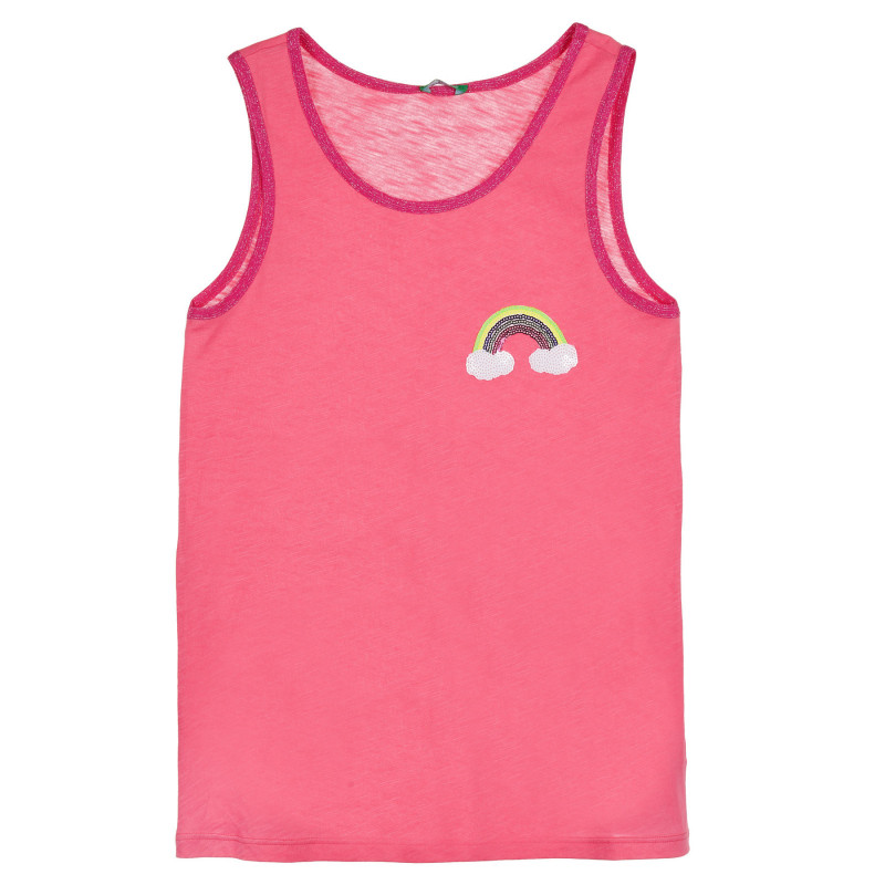 Βαμβακερό, αμάνικο μπλουζάκι σε ροζ χρώμα με παγιέτες  227412