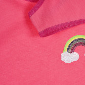 Βαμβακερό, αμάνικο μπλουζάκι σε ροζ χρώμα με παγιέτες Benetton 227414 3