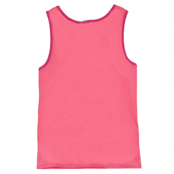 Βαμβακερό, αμάνικο μπλουζάκι σε ροζ χρώμα με παγιέτες Benetton 227415 4