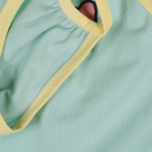 Βαμβακερή μπλούζα με κίτρινο άκρο και κέντημα, μπλε Sisley 227418 3