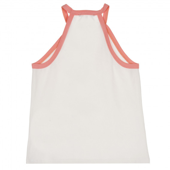 Βαμβακερή μπλούζα με ροζ άκρα και κέντημα λουλουδιών, λευκή Sisley 227423 4