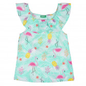 Βαμβακερή μπλούζα με σούφρες και λουλουδάτο μοτίβο, σε λευκό Benetton 227456 
