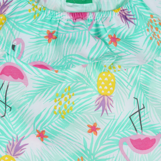 Βαμβακερή μπλούζα με σούφρες και λουλουδάτο μοτίβο, σε λευκό Benetton 227457 2