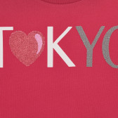 Βαμβακερό φούτερ με επιγραφή TOKYO, ροζ Benetton 227481 2