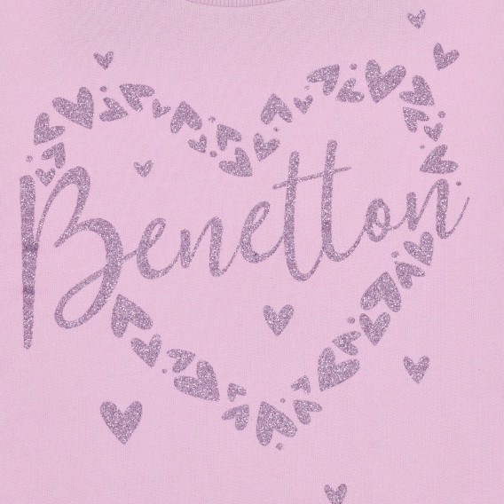 Βαμβακερή μπλούζα σε μωβ χρώμα με μπροκάρ επιγραφή  Benetton 227525 2