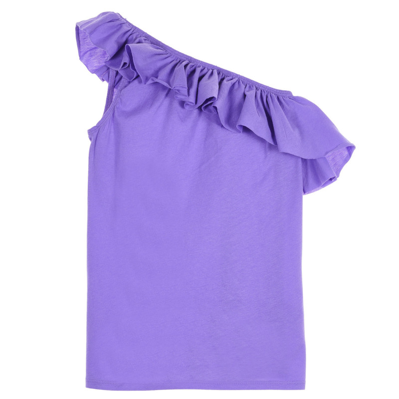 Βαμβακερή μπλούζα με λαιμόκοψη με σούφρες, μωβ  227560