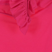 Βαμβακερό μπλουζάκι με βολάν, φούξια Benetton 227567 3