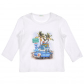 Βαμβακερή μπλούζα με τυπωμένα σχέδια, λευκή Benetton 227809 