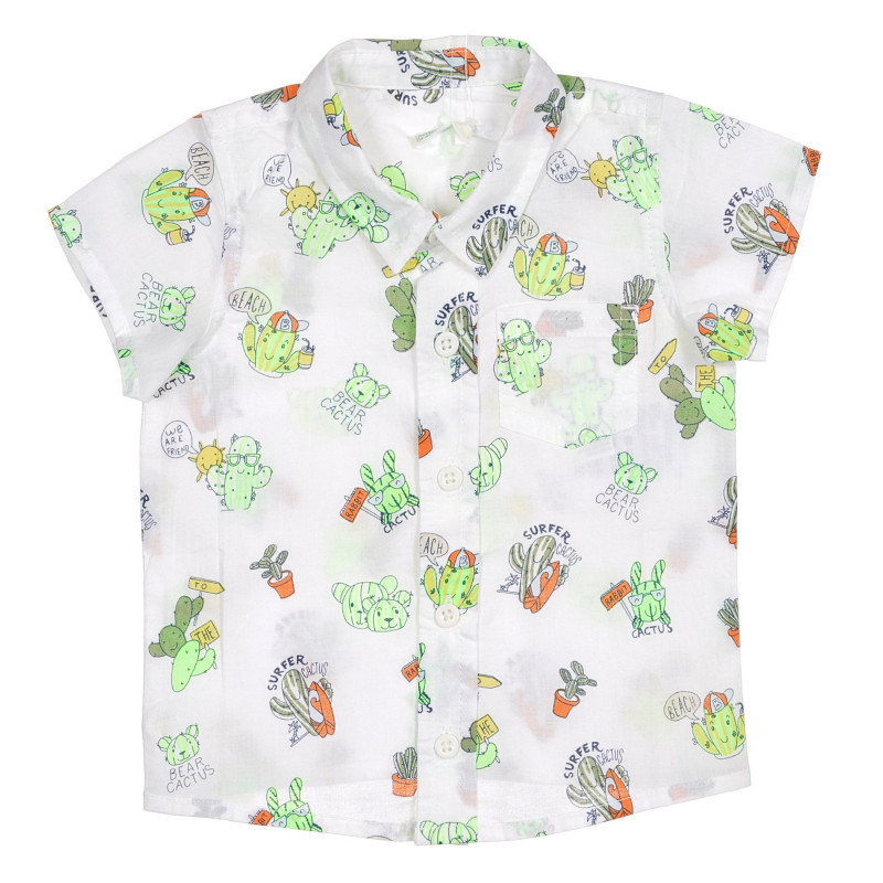 Βρεφικό, βαμβακερό πουκάμισο, σε λευκό χρώμα με τυπωμένα σχέδια  227813
