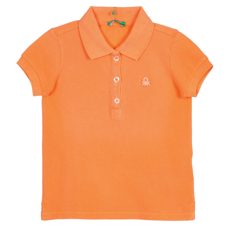 Βαμβακερή, κοντομάνικη μπλούζα με γιακά, σε πορτοκαλί χρώμα  227829
