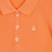 Βαμβακερή, κοντομάνικη μπλούζα με γιακά, σε πορτοκαλί χρώμα Benetton 227830 2