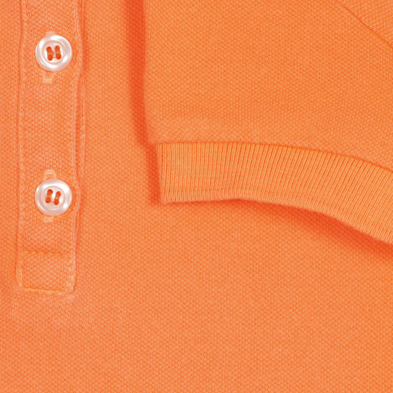 Βαμβακερή, κοντομάνικη μπλούζα με γιακά, σε πορτοκαλί χρώμα Benetton 227831 3