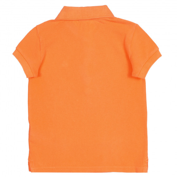 Βαμβακερή, κοντομάνικη μπλούζα με γιακά, σε πορτοκαλί χρώμα Benetton 227832 4