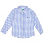 Βαμβακερό καρό πουκάμισο, μπλε Benetton 227841 