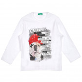 Βαμβακερή μπλούζα με πολύχρωμη γραφική εκτύπωση, λευκό Benetton 227845 