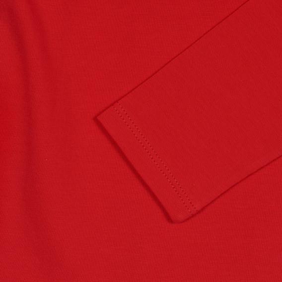 Βαμβακερή μπλούζα με κολάρο πόλο, κόκκινο Benetton 227851 3