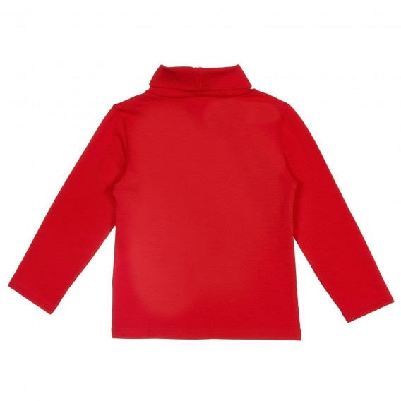 Βαμβακερή μπλούζα με κολάρο πόλο, κόκκινο Benetton 227852 4