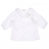 Βαμβακερή, βρεφική μπλούζα με στρογγυλό γιακά, λευκή Benetton 227853 