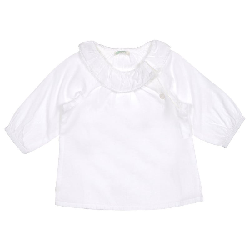 Βαμβακερή, βρεφική μπλούζα με στρογγυλό γιακά, λευκή  227853