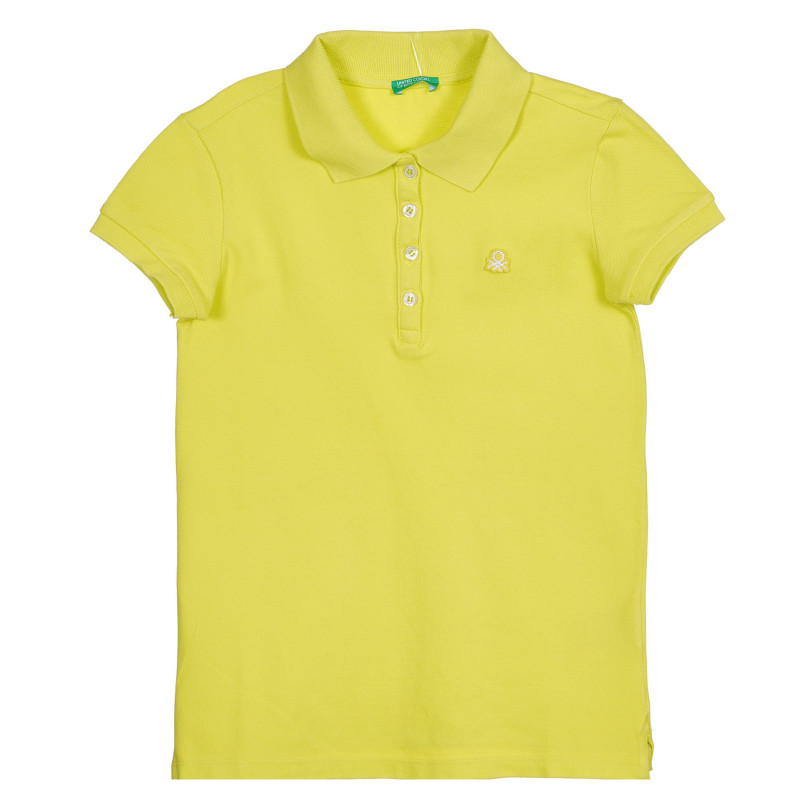 Βαμβακερή, κοντομάνικη μπλούζα με γιακά, κίτρινη  227869