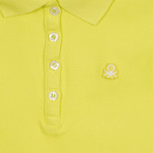 Βαμβακερή, κοντομάνικη μπλούζα με γιακά, κίτρινη Benetton 227870 2