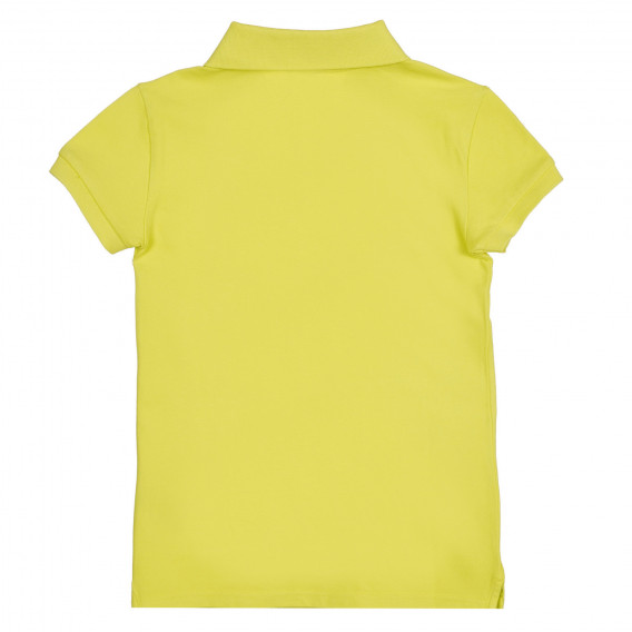 Βαμβακερή, κοντομάνικη μπλούζα με γιακά, κίτρινη Benetton 227872 4
